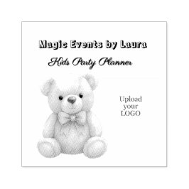 Kinder Party Planner Pastel Teddy Bear QR Code Log Rubberstempel