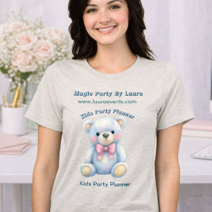 Kinder Party Planner Pastel Teddy Bear QR Code Log Tri-Blend Shirt