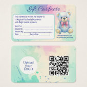 Kinder Party Planner Pastel Teddy Bear QR Code Log Visitekaartje (Voorkant /achterkant)