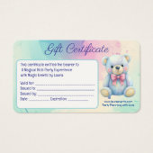 Kinder Party Planner Pastel Teddy Bear QR Code Log Visitekaartje (Voorkant)