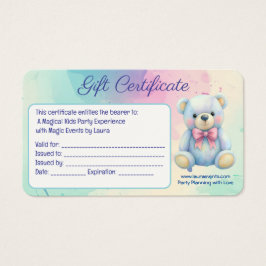 Kinder Party Planner Pastel Teddy Bear QR Code Log Visitekaartje