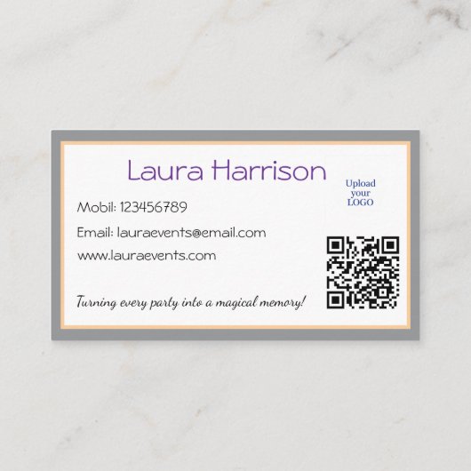 Kinder Party Planner Pastel Teddy Bear QR Code Log Visitekaartje (Achterkant)