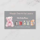Kinder Party Planner Pastel Teddy Bear QR Code Log Visitekaartje (Voorkant)