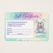 Kinder Party Planner Pastel Teddy Bear QR Code Log Visitekaartje (Voorkant)