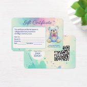 Kinder Party Planner Pastel Teddy Bear QR Code Log Visitekaartje (Bureau)