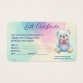 Kinder Party Planner Pastel Teddy Bear QR Code Log Visitekaartje (Voorkant)