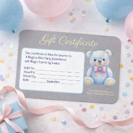 Kinder Party Planner Pastel Teddy Bear QR Code Log Visitekaartje