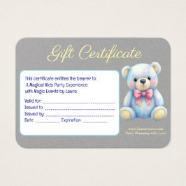 Kinder Party Planner Pastel Teddy Bear QR Code Log Visitekaartje