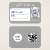 Kinder Party Planner Pastel Teddy Bear QR Code Log Visitekaartje (Voorkant /achterkant)