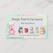 Kinder Party Planner Pastel Teddy Bear QR Code Log Visitekaartje (Voorkant)