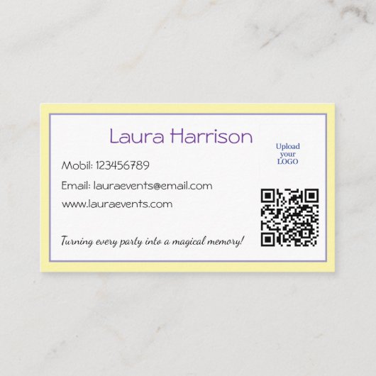 Kinder Party Planner Pastel Teddy Bear QR Code Log Visitekaartje (Achterkant)