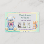 Kinder Party Planner Pastel Teddy Bear QR Code Log Visitekaartje (Voorkant)