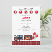 Kinder Party Train Age verjaardagsuitnodiging Kaart (Staand voorkant)