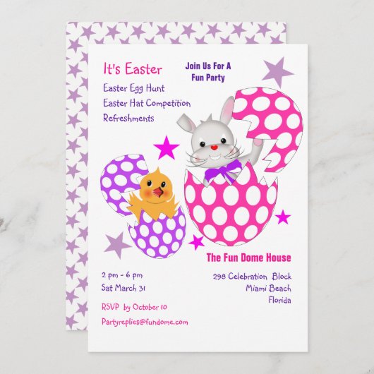Kinder Pasen 2018 Fun Egg Hunt Party Invites Kaart (Voorkant / Achterkant)