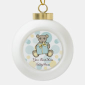 Kinder pastblauw en geel tederdarm keramische bal ornament (Voorkant)