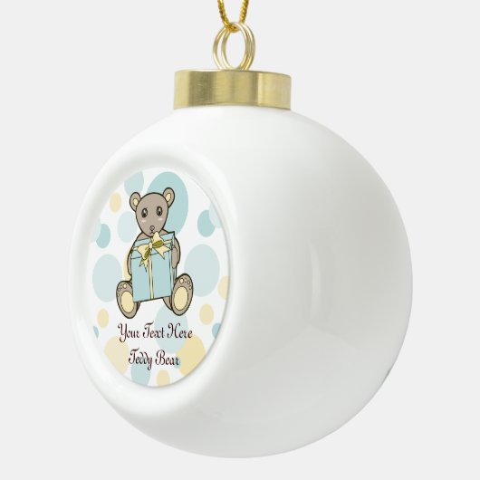 Kinder pastblauw en geel tederdarm keramische bal ornament (Rechts)