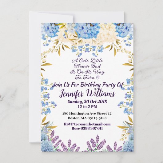 Kinder Pastel Blue Little Flower Bud Floral Birthd Kaart (Voorkant)