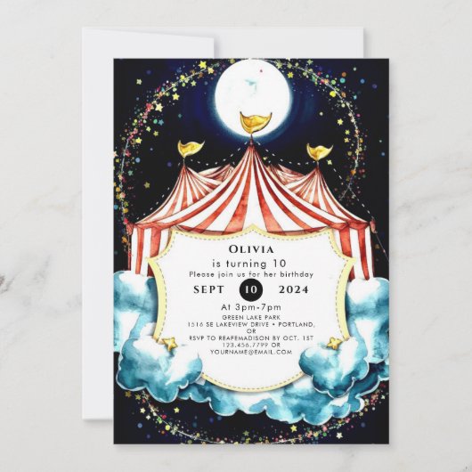 Kinder pastel circus verjaardag kaart (Voorkant)