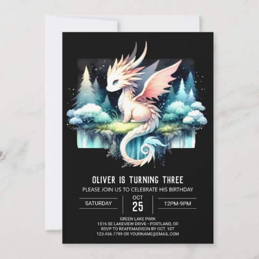 Kinder Pastel Dragon Verjaardag Kaart (Voorkant)