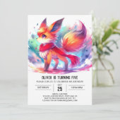 Kinder Pastel Fox Verjaardag Kaart (Staand voorkant)