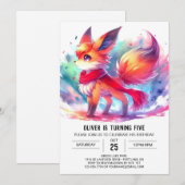 Kinder Pastel Fox Verjaardag Kaart (Voorkant / Achterkant)