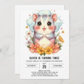 Kinder pastel hamster verjaardag kaart (Voorkant / Achterkant)