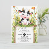 Kinder Pastel Koe Verjaardag Kaart (Staand voorkant)