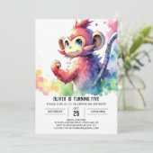 Kinder Pastel Monkey verjaardag Kaart (Staand voorkant)