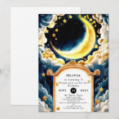 Kinder Pastel Moon Verjaardag Kaart (Voorkant / Achterkant)