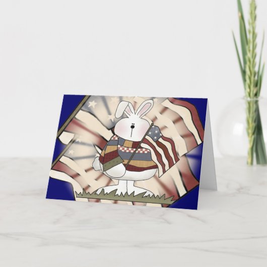 Kinder Patriottische Bunny T-Shirten en cadeautjes Kaart (Voorkant)