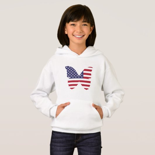 Kinder patriottische hoodie-vlinder (Voorkant volledig)