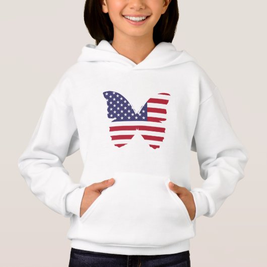 Kinder patriottische hoodie-vlinder (Voorkant)