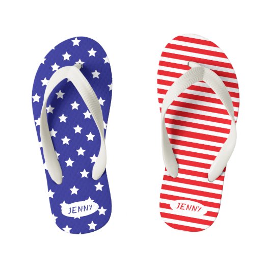 Kinder patriottische Teenslippers met naam (Voetbed)