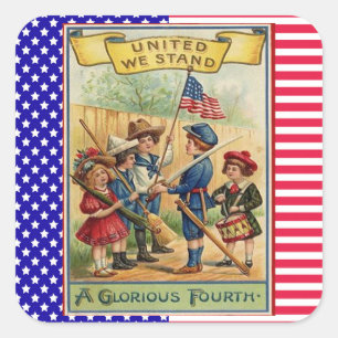Kinder Patriottische Vlag van 4 juli Vierkante Sticker