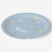 Kinder patroon op blauw papieren bordje (Gekanteld)