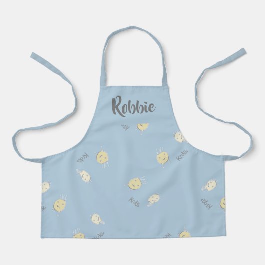 Kinder patroon op blauw schort (Voorkant)