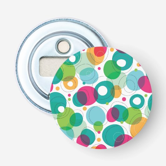 Kinder patroon rond belletjes button flesopener (Voorkant)