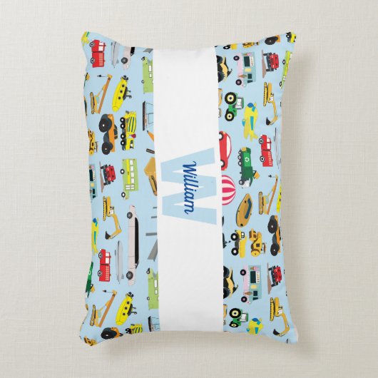 Kinder patroon voor kleurrijk vervoer en voertuige accent kussen (Voorkant(Verticaal))