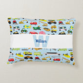 Kinder patroon voor kleurrijk vervoer en voertuige accent kussen (Achterkant)