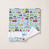 Kinder patroon voor kleurrijk vervoer en voertuige bad handdoek (Wasdoekje)