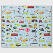 Kinder patroon voor kleurrijk vervoer en voertuige cadeaupapier (Vlak)