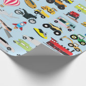 Kinder patroon voor kleurrijk vervoer en voertuige cadeaupapier (Hoek)