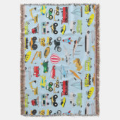 Kinder patroon voor kleurrijk vervoer en voertuige deken (Voorkant Verticaal)