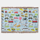 Kinder patroon voor kleurrijk vervoer en voertuige deken (Voorkant)