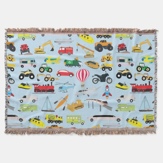 Kinder patroon voor kleurrijk vervoer en voertuige deken (Voorkant)