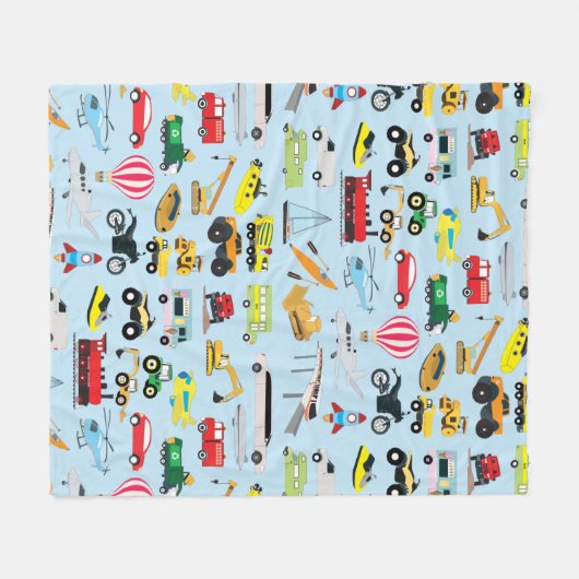 Kinder patroon voor kleurrijk vervoer en voertuige fleece deken (Voorkant (Horizontaal))