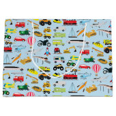 Kinder patroon voor kleurrijk vervoer en voertuige groot cadeauzakje (Voorkant)