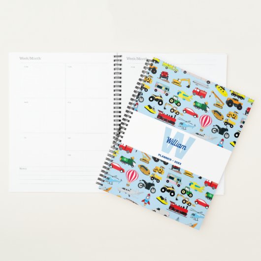 Kinder patroon voor kleurrijk vervoer en voertuige planner (Display)