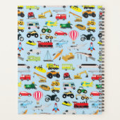 Kinder patroon voor kleurrijk vervoer en voertuige planner (Achterkant)