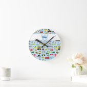 Kinder patroon voor kleurrijk vervoer en voertuige ronde klok (Huis)